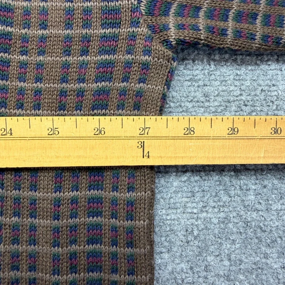 Roundtree & Yorke Mens XXL Cotton Knit Polo Sweater Brown Plaid Vintage USA Made